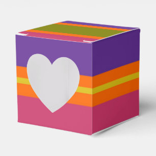 Caja Para Regalos rayas naranjas, amarillas, rojas, verdes y púrpura