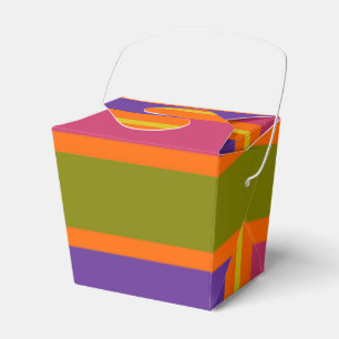 Caja Para Regalos rayas naranjas, amarillas, rojas, verdes y púrpura