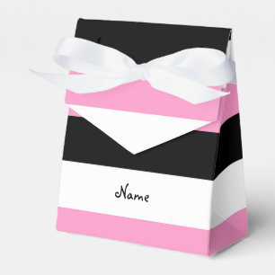 Caja Para Regalos Rayas negras, rosadas y blancas