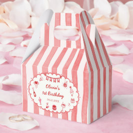 Caja Para Regalos Rayas Rojas Cumpleaños Dibujado a Mano