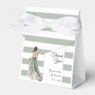 Caja Para Regalos Rayas Verde Salvia Aquarela Novia Despedida de Sol