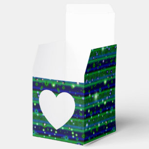 Caja Para Regalos Rayas verdes azules con estrellas y gotas de lluvi