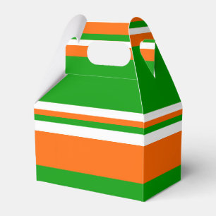 Caja Para Regalos Rayas verdes, blancas y Naranjas