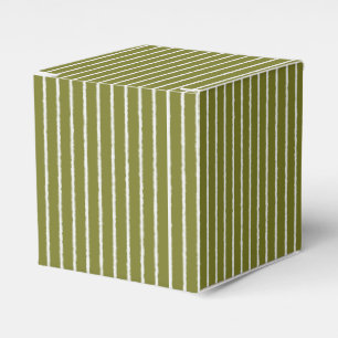 Caja Para Regalos Rayas verdes y blancas de oliva con líneas desigu