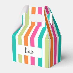 Caja Para Regalos Rayas verticales arcoiris coloreadas retro multico