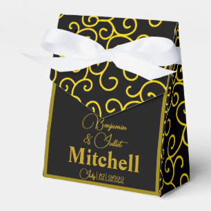 Caja Para Regalos Recepción de Boda Moderna Elegante de Oro Negro