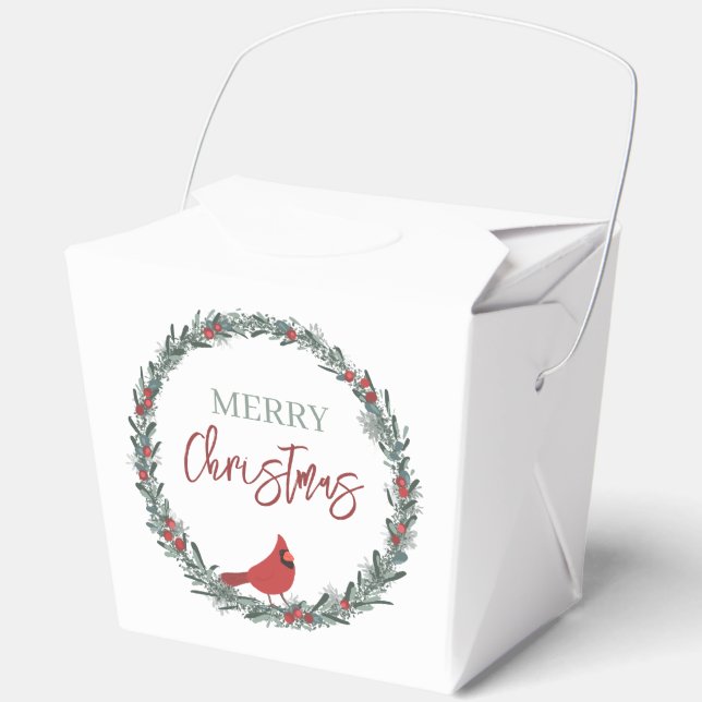 Caja Para Regalos Red Berries Wreath and Red Cardinal Christmas  (Anverso)