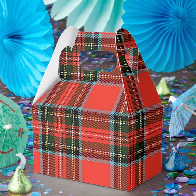 Caja Para Regalos Red Black and White Plaid Pattern Gable (Fiesta)