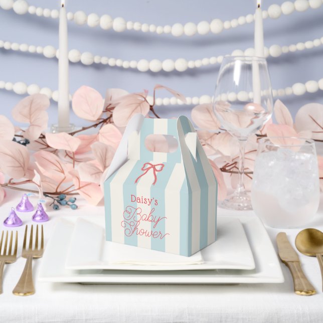Caja Para Regalos Red Bow & Blue Stripes Baby Shower (Boda)