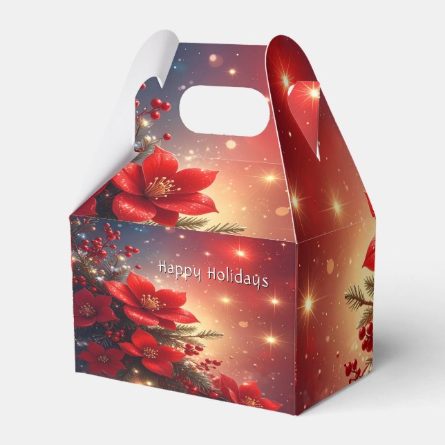 Caja Para Regalos Red Christmas Floral Holiday Gift Box (Front Side)