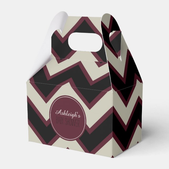 Caja Para Regalos Red Cream Black Chevron Baby Shower (Front Side)