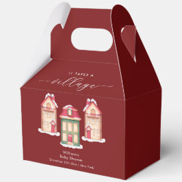 Caja Para Regalos Red Cute Snow Gingerbread Village Baby Shower 