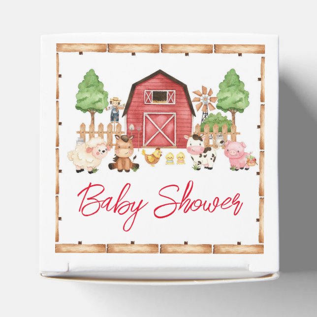 Caja Para Regalos Red Farm Animals Baby Shower (Parte superior)