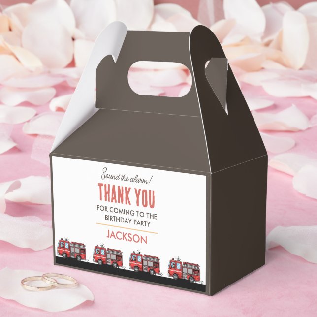 Caja Para Regalos Red Fire Truck Party Décor | Custom Kids Birthday (Boda)