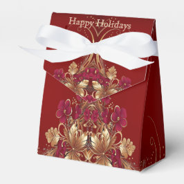 Caja Para Regalos Red Gold Floral Holiday Box