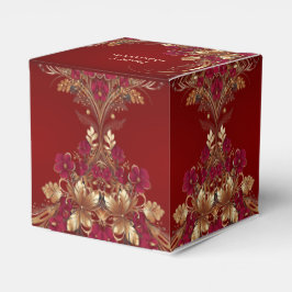 Caja Para Regalos Red Gold Floral Holiday Box