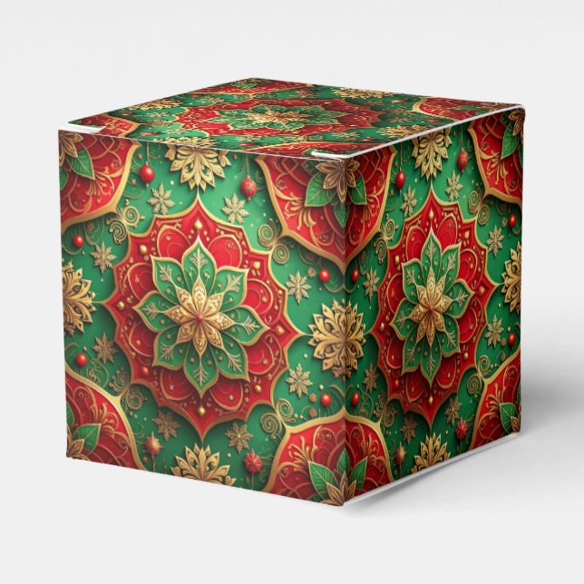 Caja Para Regalos Red Green Decorative Holiday Favor Box (Costado Anverso)