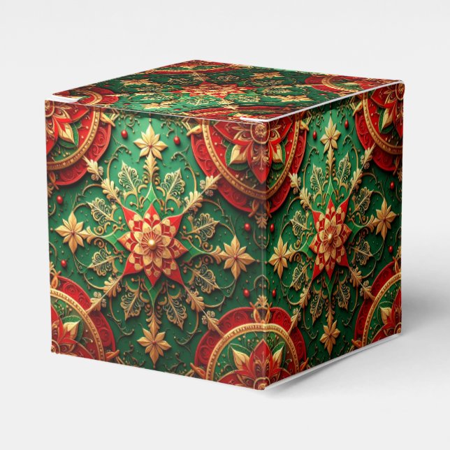 Caja Para Regalos Red Green Decorative Holiday Favor Box (Costado Anverso)