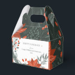Caja Para Regalos Red Green Poinsettia Floral Simple Business<br><div class="desc">Desee unas vacaciones felices a sus clientes y clientes con esta moderna caja de favores floral de poinsettia en rojo y verde.</div>