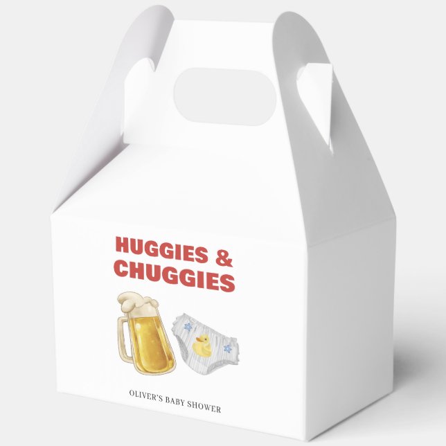 Caja Para Regalos Red Huggies Chuggies Beer Diaper Boy Baby Shower  (Reverso )