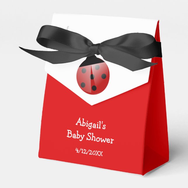 Caja Para Regalos Red Ladybug Baby Shower Personalizado (Front Side)