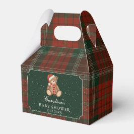 Caja Para Regalos Red Plaid Teddy Bear Christmas Baby Shower