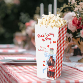 Caja Para Regalos Red She's Ready to Pop Baby Shower Pop Corn