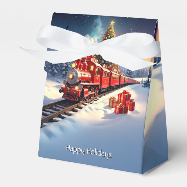 Caja Para Regalos Red Train Christmas Tree Holiday Gift Box (Front Side)