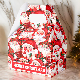 Caja Para Regalos Red Vintage Santa Claus Tartan Plaid Navidades