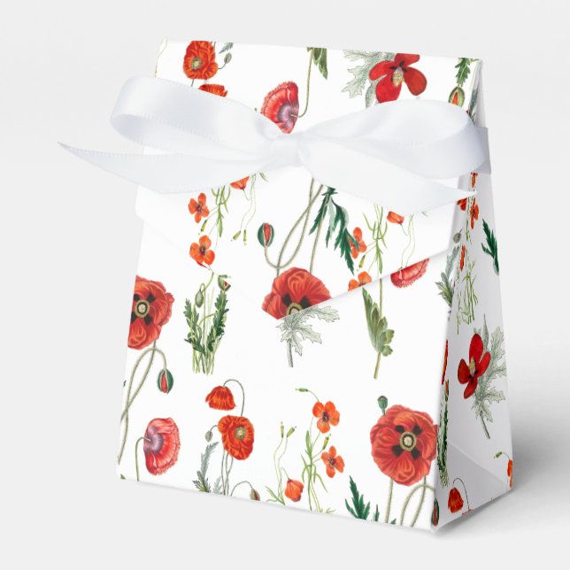 Caja Para Regalos Red Watercolor Poppies Florals (Front Side)