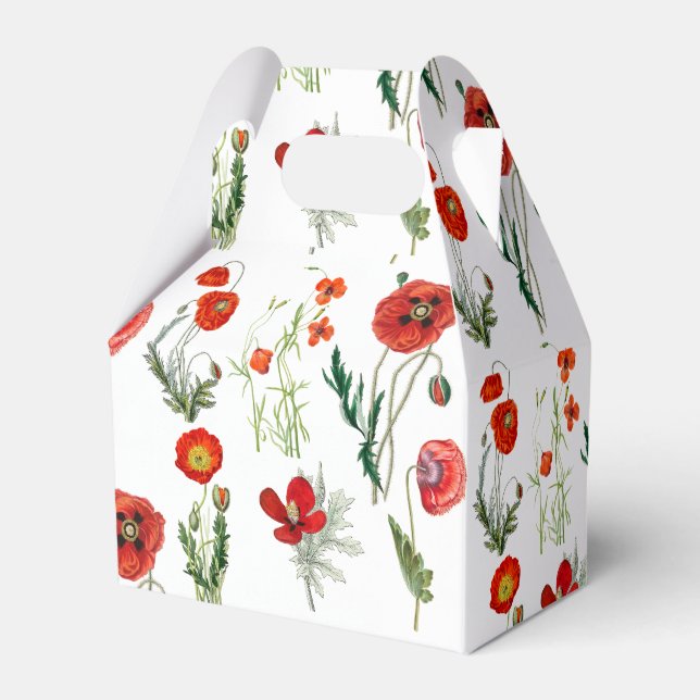 Caja Para Regalos Red Watercolor Poppies Florals (Front Side)