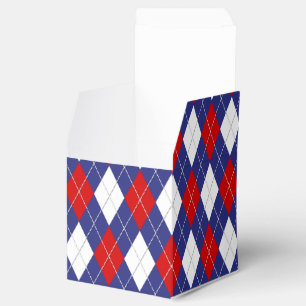 Caja Para Regalos Red,White,Blue Argyle 2-PARTY FAVOR BOX,sq box