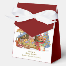 Caja Para Regalos Red Winter Farmer Market Teddy Bear Baby Shower