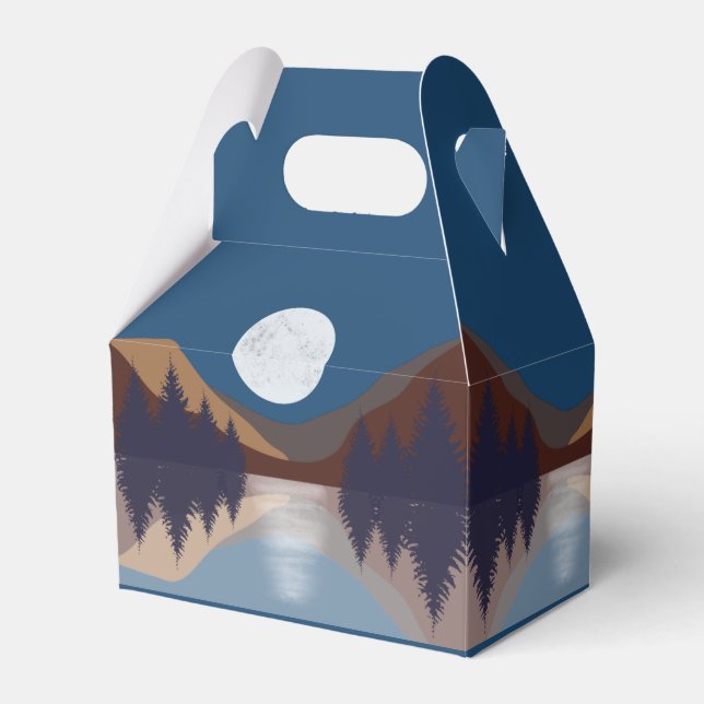 Caja Para Regalos Reflexión de la luna del bosque del paisaje del ab (Front Side)