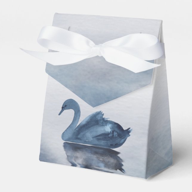 Caja Para Regalos Reflexiones polvorientas | Moody Dusty Blue Swan e (Front Side)