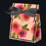 Caja Para Regalos Regalo de cumpleaños de Flor Roja Ilusima en Acuar<br><div class="desc">Caja de regalo/fiesta de cumpleaños con patrón de flores naranjas rojas y cinta negra de acuarela Ilusima. Perfecta para una fiesta de cumpleaños temática para niños.</div>