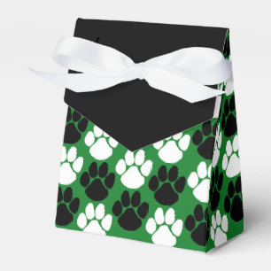 Caja Para Regalos Regalo de Huella de Pata Repetida Verde y Negro