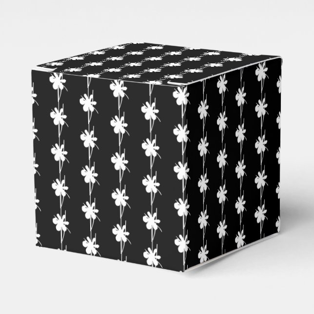 Caja Para Regalos Regalo negro de estrellas de nieve blanco (Costado Anverso)