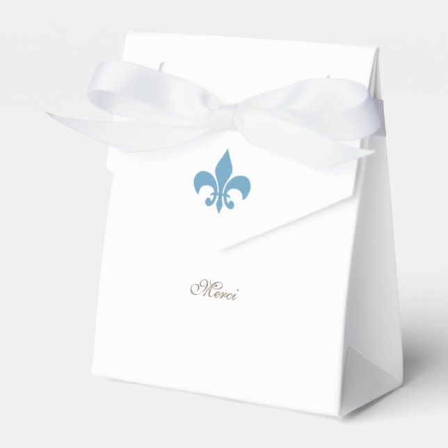 Caja Para Regalos Regency French Blue Fleur de Lis Merci Boda (Front Side)
