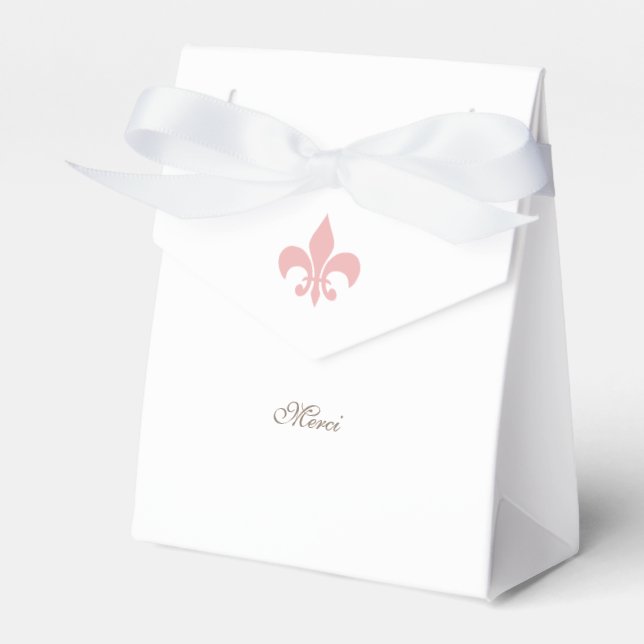 Caja Para Regalos Regency French Pink Fleur de Lis Merci Boda (Front Side)