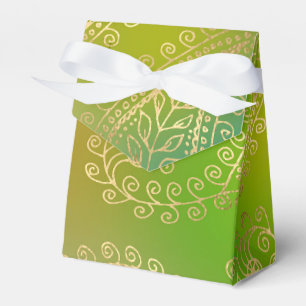 Caja Para Regalos Relieve metalizado dorado árabe