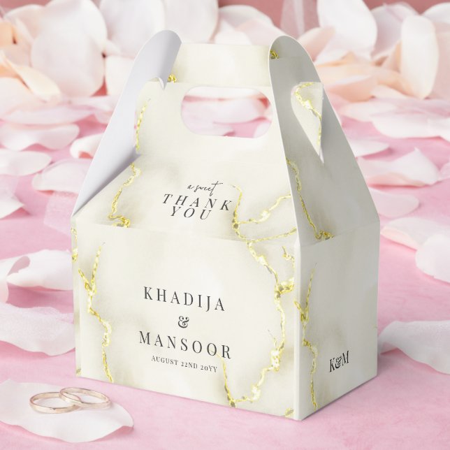 Caja Para Regalos Relieve metalizado dorado Boda de Textura de Mármo (Boda)