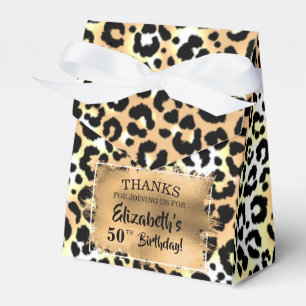 Caja Para Regalos Relieve metalizado Leopard Print Faux
