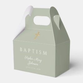 Caja Para Regalos Religious Cross Sage Green Baptism