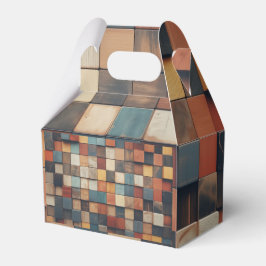 Caja Para Regalos Reloj con patrón de bloques de madera rústicos y c