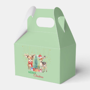 Caja Para Regalos Reno verde rojo Santa Feliz Fiesta navideño