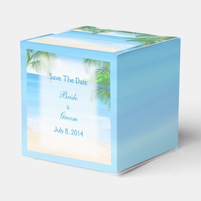 Caja Para Regalos Reserva soñadora de la boda de playa la fecha (Reverso Costado)