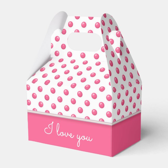Caja Para Regalos Resumen de puntos de polka rosados (Front Side)