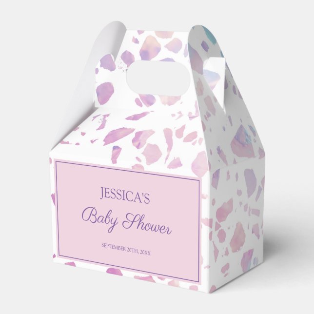 Caja Para Regalos Resumen de Terrazzo Pink & Blue Pattern Baby Showe (Front Side)