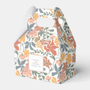 Caja Para Regalos Resumen Floral y pájaros Boda moderno de mediados 